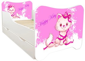 TOP BEDS Detská posteľ Happy Kitty 140x70 Happy Kitty so zásuvkou