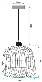 Toolight Boho, stropné svietidlo 40cm 1xE27 APP1352-1CP, čierna-prírodná hnedá, OSW-05765