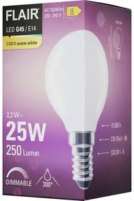 LED žiarovka FLAIR G45 E14 2,2W/25W 250lm 2700K matná stmievateľná