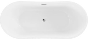 Mexen Montana, voľne stojaca vaňa 150 x 75 cm, biela, chrómový prepad, 52011507500-01