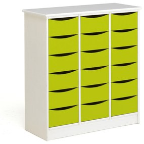 Zásuvková skrinka BJÖRKAVI, 18 zásuviek, 860x400x980 mm, biela, zelená