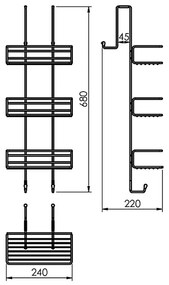 Gedy - Nástenná polica do sprchy CHROM LINE 68x24 cm lesklý chróm