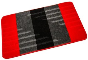 Kúpeľňový koberček VIC červený / sivý, pruhy