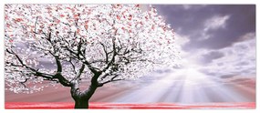 Červený obraz stromu (120x50 cm)