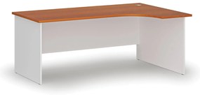 Rohový kancelársky písací stôl PRIMO WHITE, 180x120 cm, pravý, biela/čerešňa