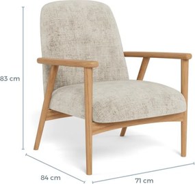 Lounge kreslo Auckland z masívu béžové/dub prírodný