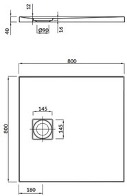 Cersanit TAKO SLIM sprchová vanička 80x80x4 cm + sifón, biela, S601-121