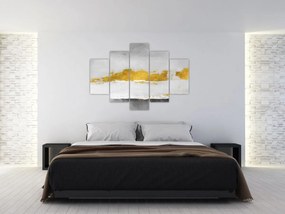 Obraz - Zlaté a šedé ťahy (150x105 cm)
