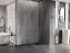 Mexen Lunar-B pravostranný výklopný sprchový kút 100 x 100 cm, číre sklo, brúsená oceľ, 832-100-100-97-00-P