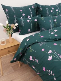 Predĺžené bavlnené obliečky Renforcé – Vlčie maky tmavo zelené