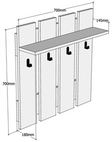 Nástenný vešiak Mita 70 cm hnedý/čierny