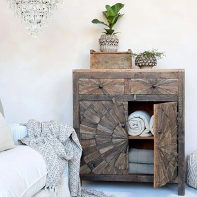Hnedá antik drevená komoda z recyklovaného dreva Grimaud - 90*41*100 cm
