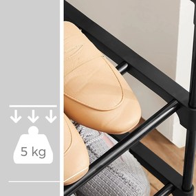 3-úrovňový stohovateľný stojan na topánky, botník, čierny