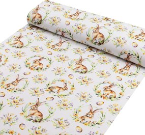 Biante Veľkonočné teflónové prestieranie na stôl TF-107 Zajačiky na bielom 30x40 cm