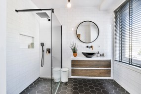 Invena Dokos, umývadlo na dosku 395x395x135 mm, čierna-biela, INV-CE-19-041-C