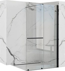 Posuvná bezrámová sprchová zastena REA CORTIS 120 cm, čierna/transparent - bez vaničky