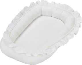 Hniezdo pre bábätko s volánom biela 83x54cm