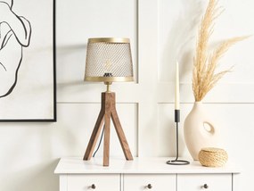 Stolná lampa tmavé mangové drevo a mosadz BEKI Beliani