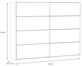 Šatníková skriňa so zrkadlom OREN 270x210 cm dub artisan