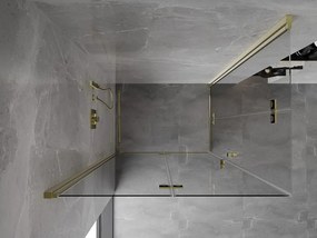 Mexen Mist-F Duo, skladací sprchový kút 90 x 75 cm, číre sklo, zlatý lesklý profil, 8A6-090L-075P-50-00