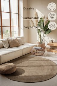 Hanse Home, Kusový koberec Jute Braided 106006 Grey Brown kruh, 200x200 (priemer) kruh, hnedá, chodba / predsieň