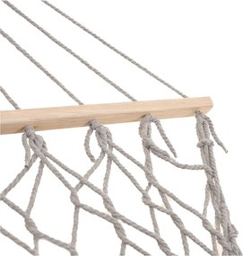Záhradná hojdacia sieť KIK boho s dreveným rámom, 200 cm, sivá