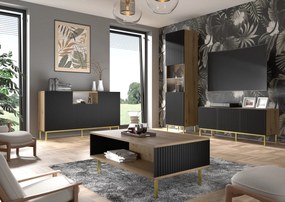 TV skrinka/stolík 3D 150 Rowanna (dub artisan + čierna). Akcia -19%. Vlastná spoľahlivá doprava až k Vám domov. 1125013