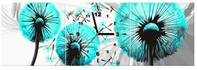 Gario Obraz s hodinami Krásne tyrkysové púpavy - 3 dielny Rozmery: 90 x 30 cm