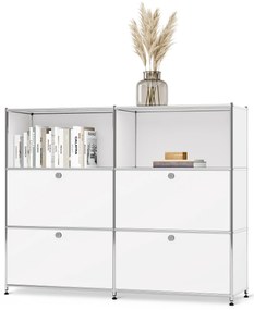 Kovová komoda »CN3« s premiestniteľnými výklopnými priečinkami, biela