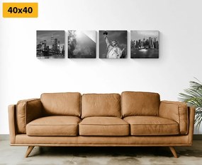 Set obrazov čiernobiely New York - 4x 40x40