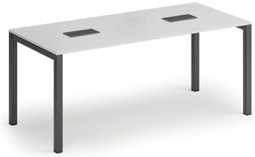 Rokovací stôl PRIMO SQUARE, 180x80 cm, biela + 2x  zásuvka TYP I, čierna