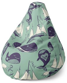 Sablio Sedací vak Pear Veľryby - 70 x 95 x 15 cm