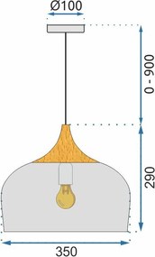 Toolight Toolight, závesné svietidlo Bari 1xE27 APP181-1CP, čierna-hnedá, OSW-00260