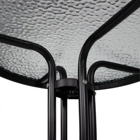 Kovová záhradná súprava Springos – 2 stoličky a stôl so sklenenou doskou