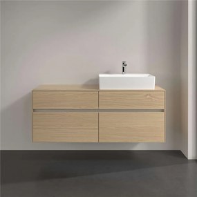 VILLEROY &amp; BOCH Collaro závesná skrinka pod umývadlo na dosku (umývadlo vpravo), 4 zásuvky, s LED osvetlením, 1400 x 500 x 548 mm, Nordic Oak, C133B0VJ