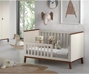 Béžová postieľka z borovicového dreva s odnímateľným bokom/s nastaviteľnou výškou 70x140 cm Sezane – Vipack