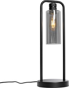 Moderná stolná lampa čierna s dymovým sklom - Stavelot