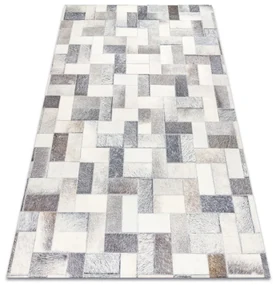 Koberec PATCHWORK 21723 sivý - imitácia kože krava, deski