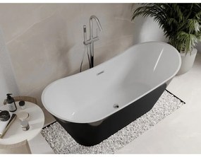 Mexen Celia, voľne stojaca vaňa 170 x 75 cm, biela-čierna, chrómový prepad, 52331707575-01