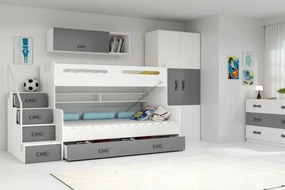 MAX 3 - Poschodová posteľ rozšírená - 200x120cm - Biely - Grafitový
