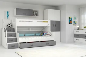 Poschodová posteľ MAX 3 rozšírená 200x120 biela - grafitová