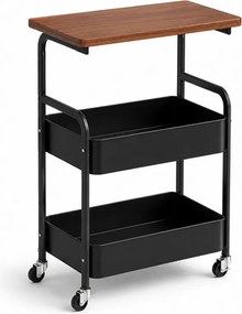 Odkladací stolík na kolieskach NEXORA 77x43 cm, čierna