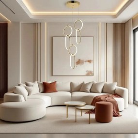 Toolight Toolight, závesné LED svietidlo, 60W, 4000K, 4200lm, G077-3CPR, zlatá, OSW-08651