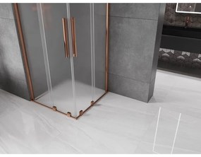 Mexen Velar Duo, sprchový kút s posuvnými dverami 90 x 90 cm, 8mm sklo námraza, ružové zlato, 871-090-090-32-60