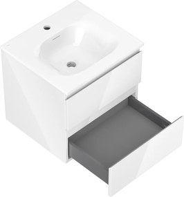 Mexen Orio, kúpeľňová skrinka 50 cm s umývadlom Vela, 2 zásuvky, biela lesklá, 91A10-05047-2-BFF00-W23M00