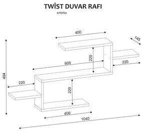 Nástenná polica TWIST 49,4x104 cm biela