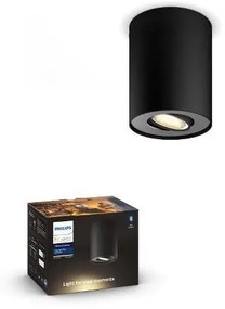 PHILIPS HUE Prisadené stropné LED chytré svietidlo HUE PILLAR, 1xGU10, 5W, teplá biela-studená biela, čierne