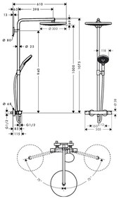 Hansgrohe Raindance Select S, Showerpipe 300 2jet s termostatom, biela/chrómová, HAN-27133400