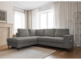 Sivá menčestrová rozkladacia rohová pohovka (ľavý roh) Lofty Lilly – Miuform