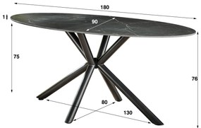 Jedálenský stôl 45-30 180x90cm Oval Ceramic